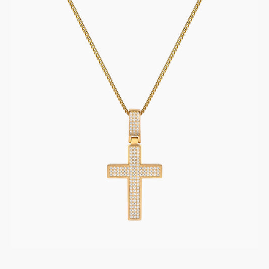 The Double Plated Iced Cross Pendant