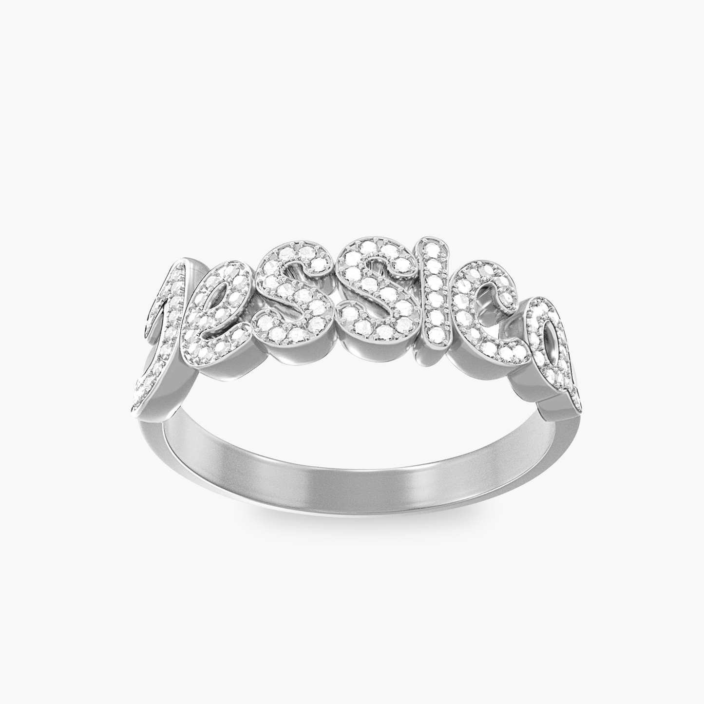 Fully Iced Pave Script Name Ring