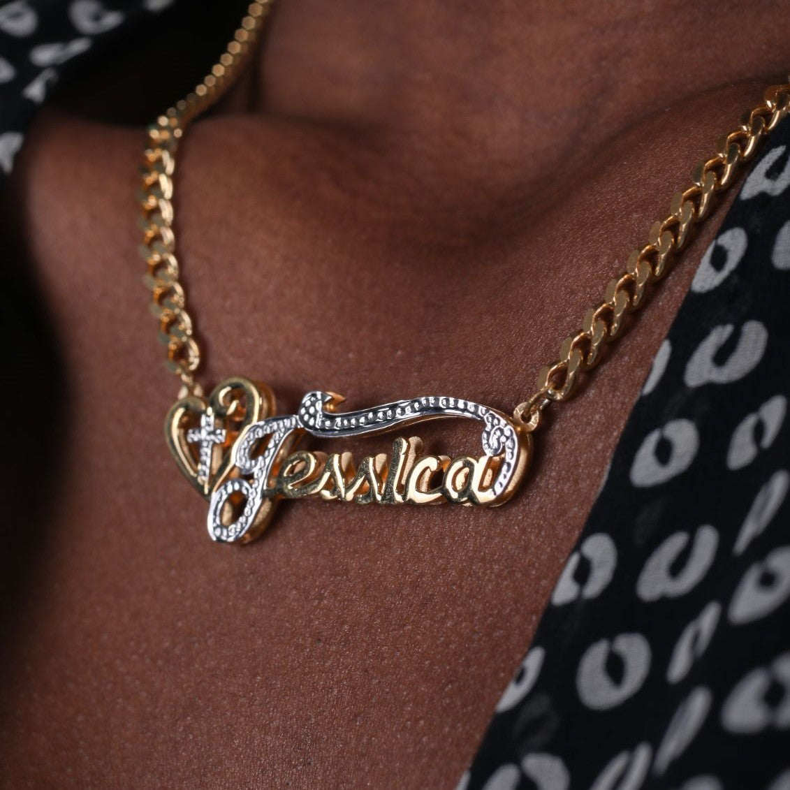 Gold name necklace on sale with thick chain