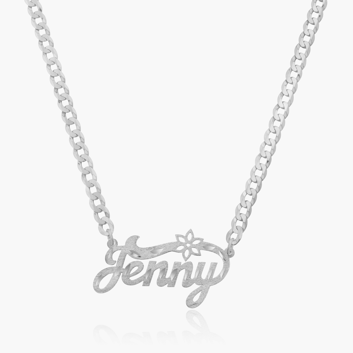Kid's The Floral Diamond Cut Name Necklace