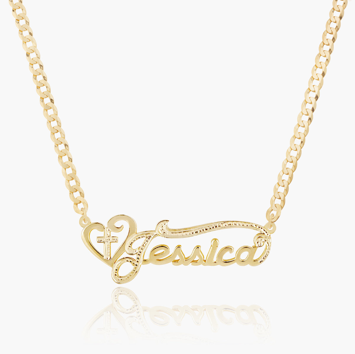 The Golden Double Plated Cross Name Necklace