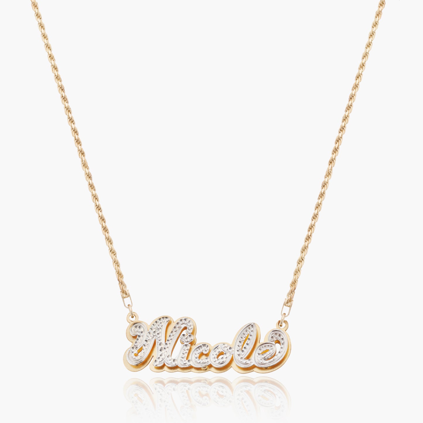 Kid's Double Plated Iced Out Script Name Necklace