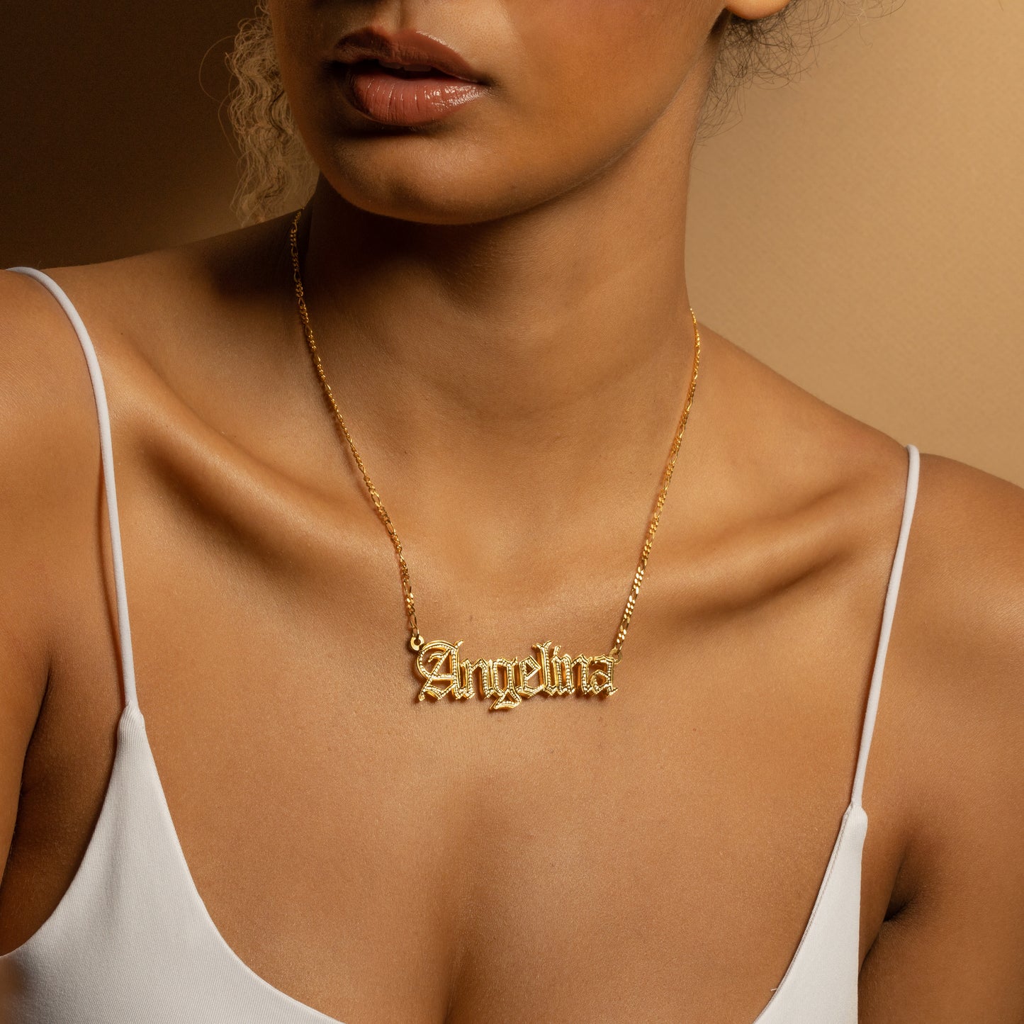 The Golden Double Plated Gothic Name Necklace