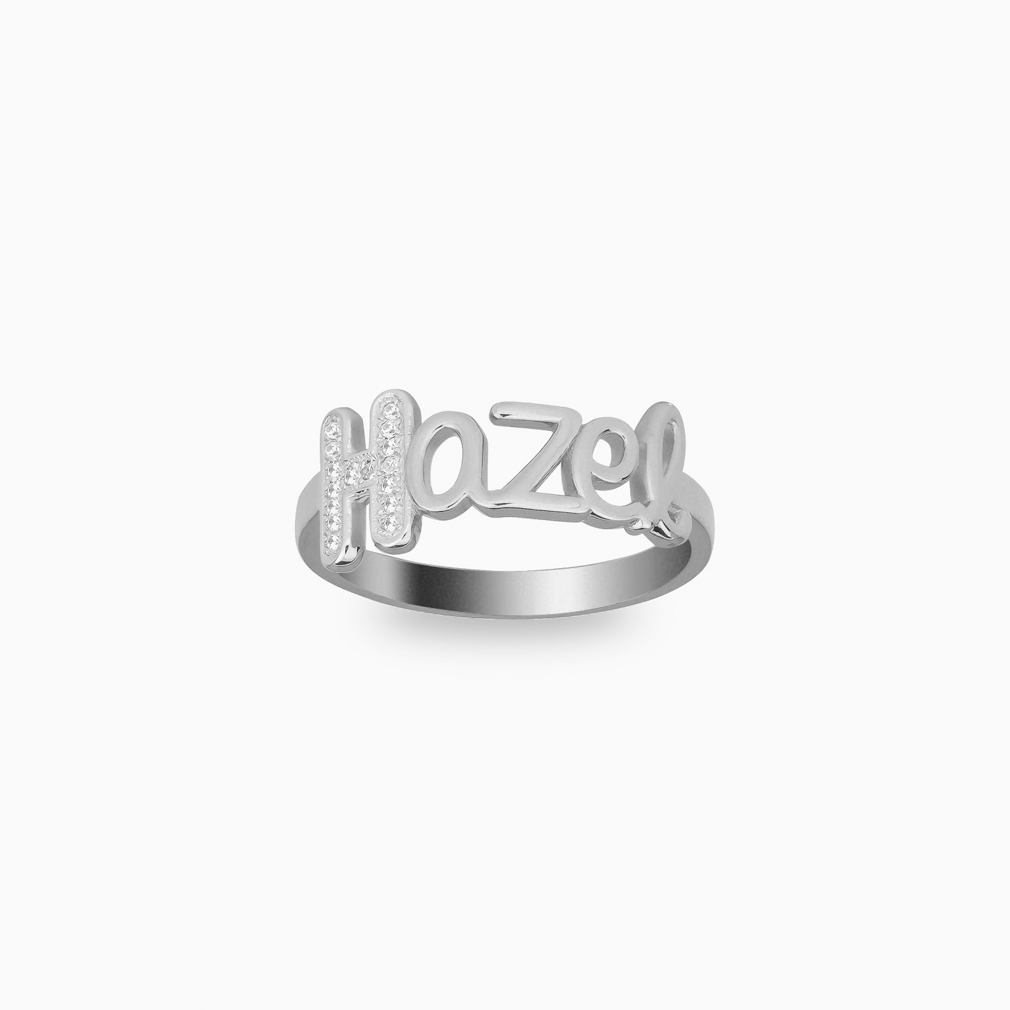 Pave Script Name Ring