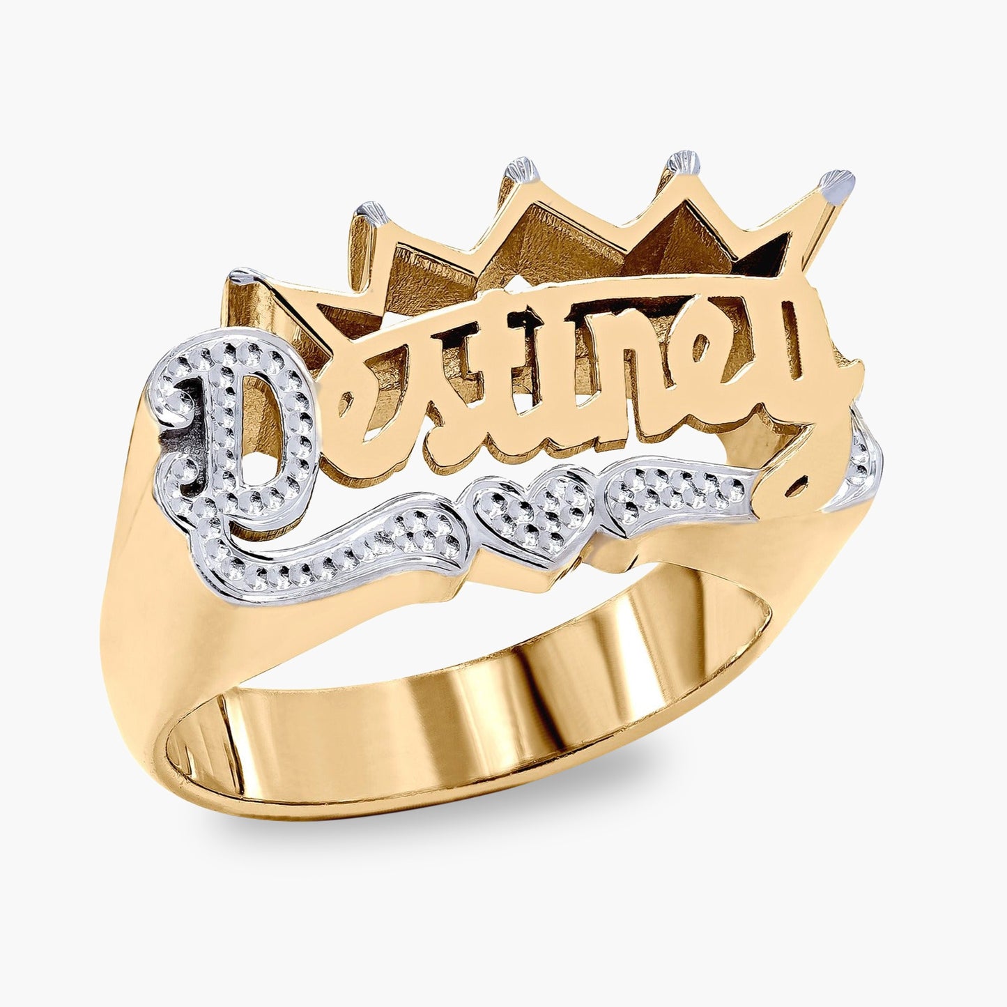 Iced Crown Name Ring