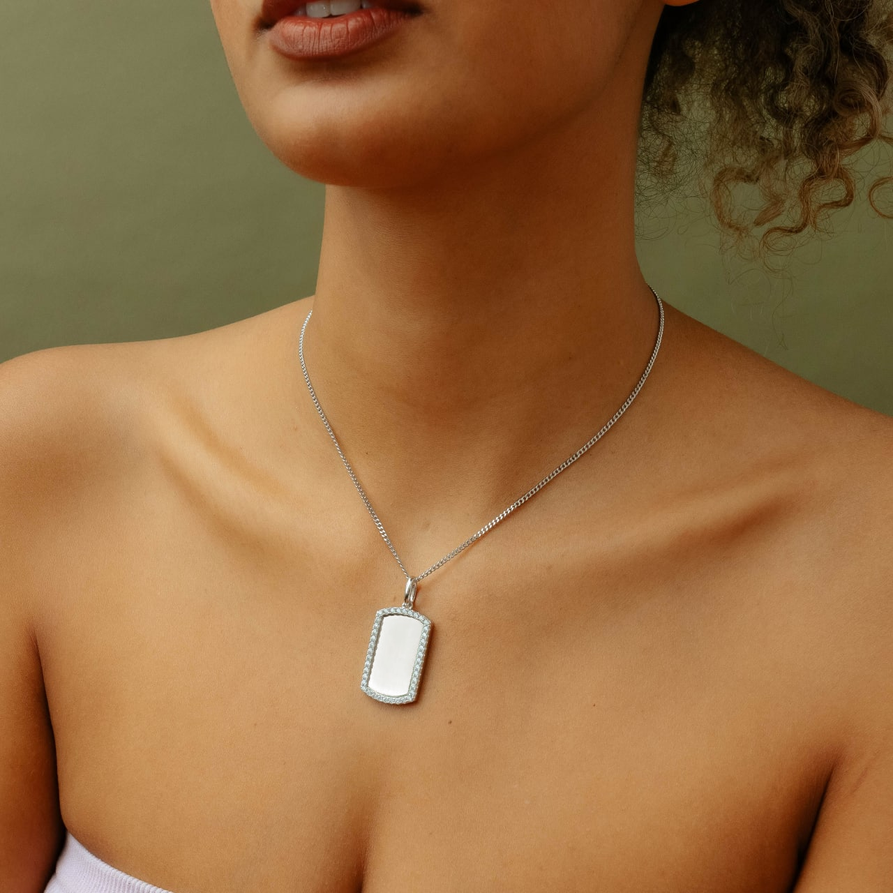 Iced out dog tag pendant online