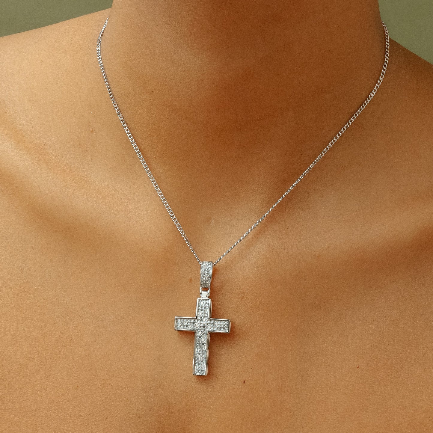 The Double Plated Iced Cross Pendant