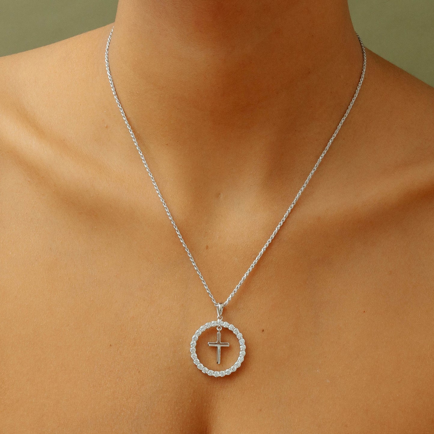 The Iced Coin With Dangling Cross Pendant
