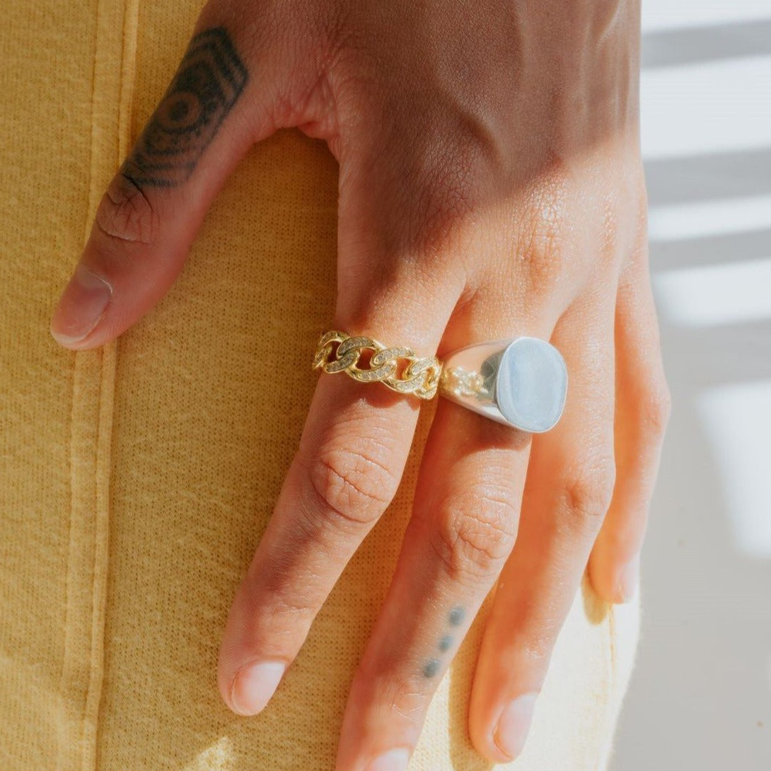 The Iced Cuban Link Ring – Tres Colori Jewelry