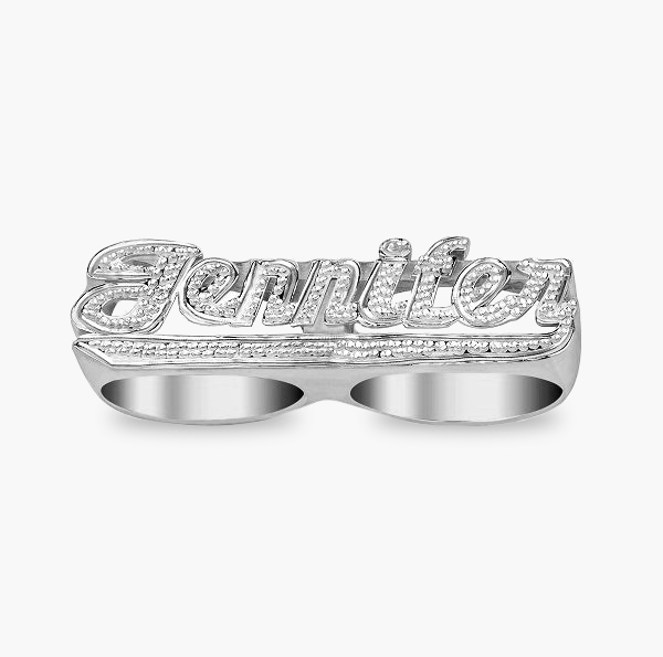 Two Finger Name Ring in Solid 18ct Gold
