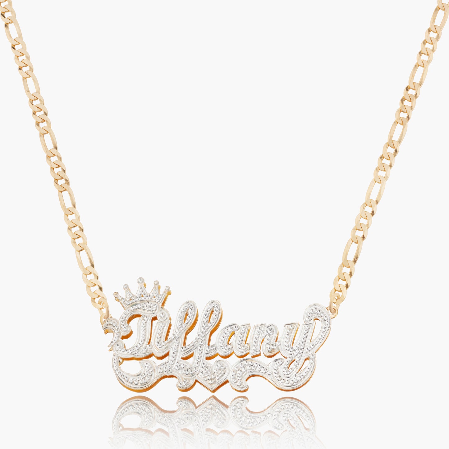 Double Plated Iced Princess Crown Name Necklace