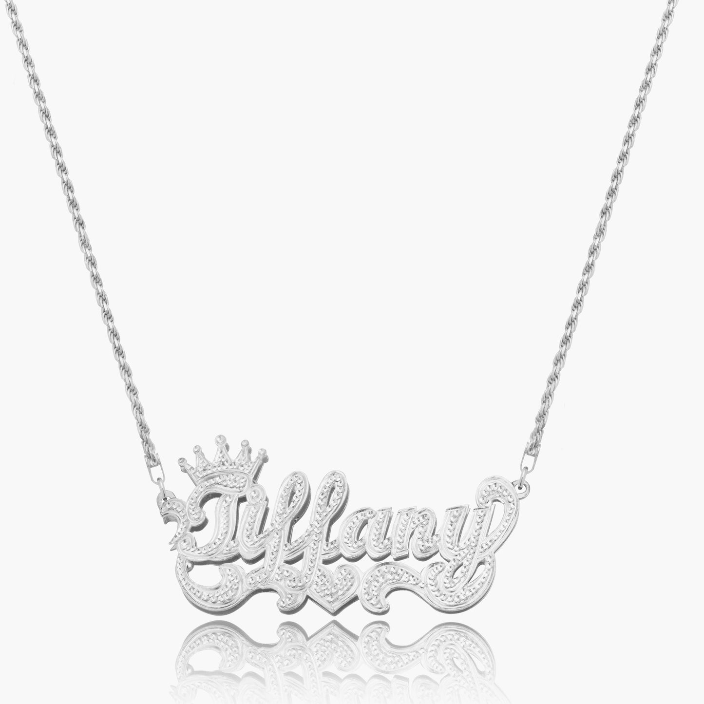 Kid's Double Plated Iced Princess Crown Name Necklace