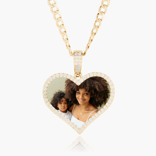 Kid's Iced Out Photo Pendant w/ Cuban Chain