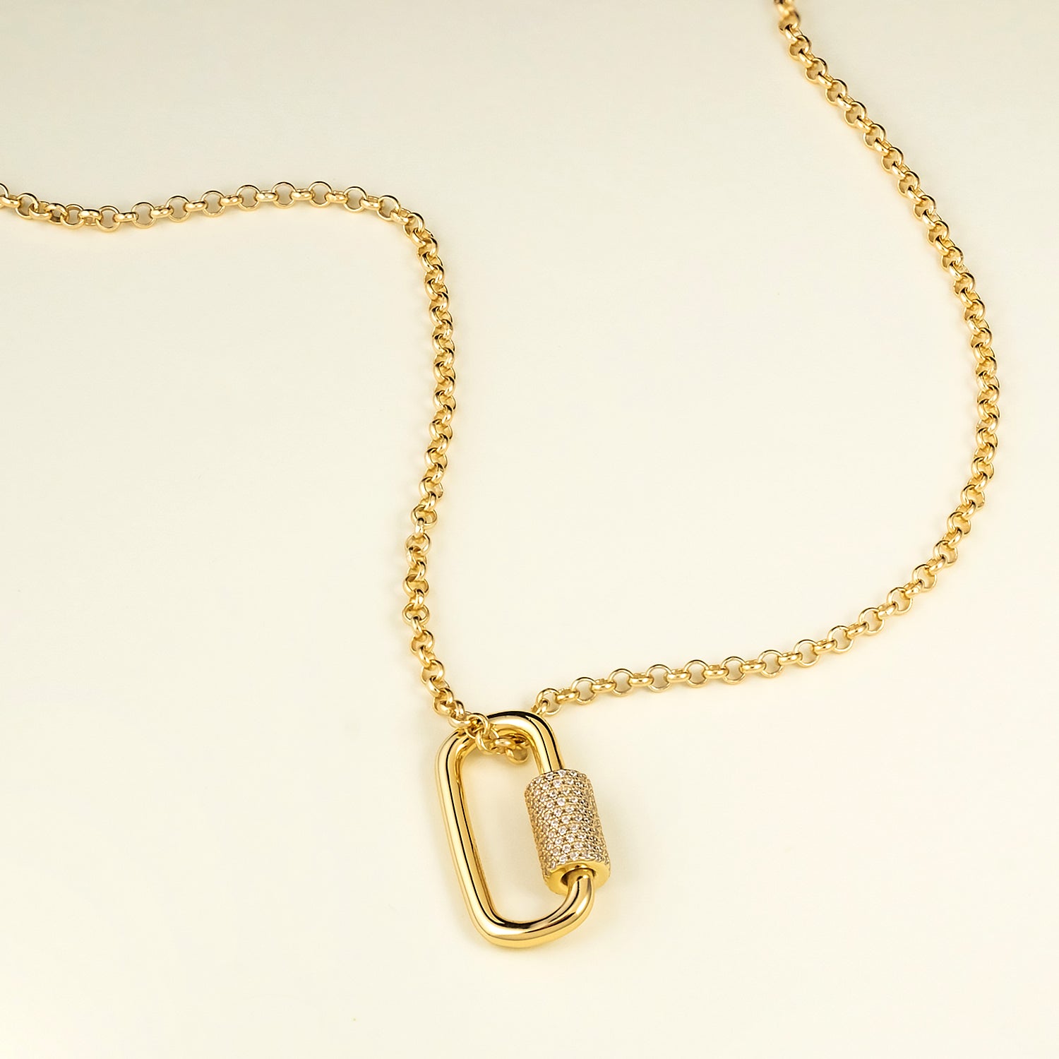 The Iced Lock Pendant - 14K Gold Over Silver