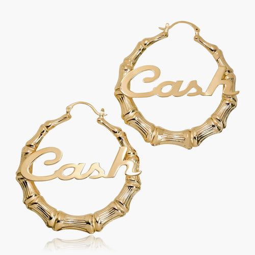 Kid's Bamboo Crown Name Earrings