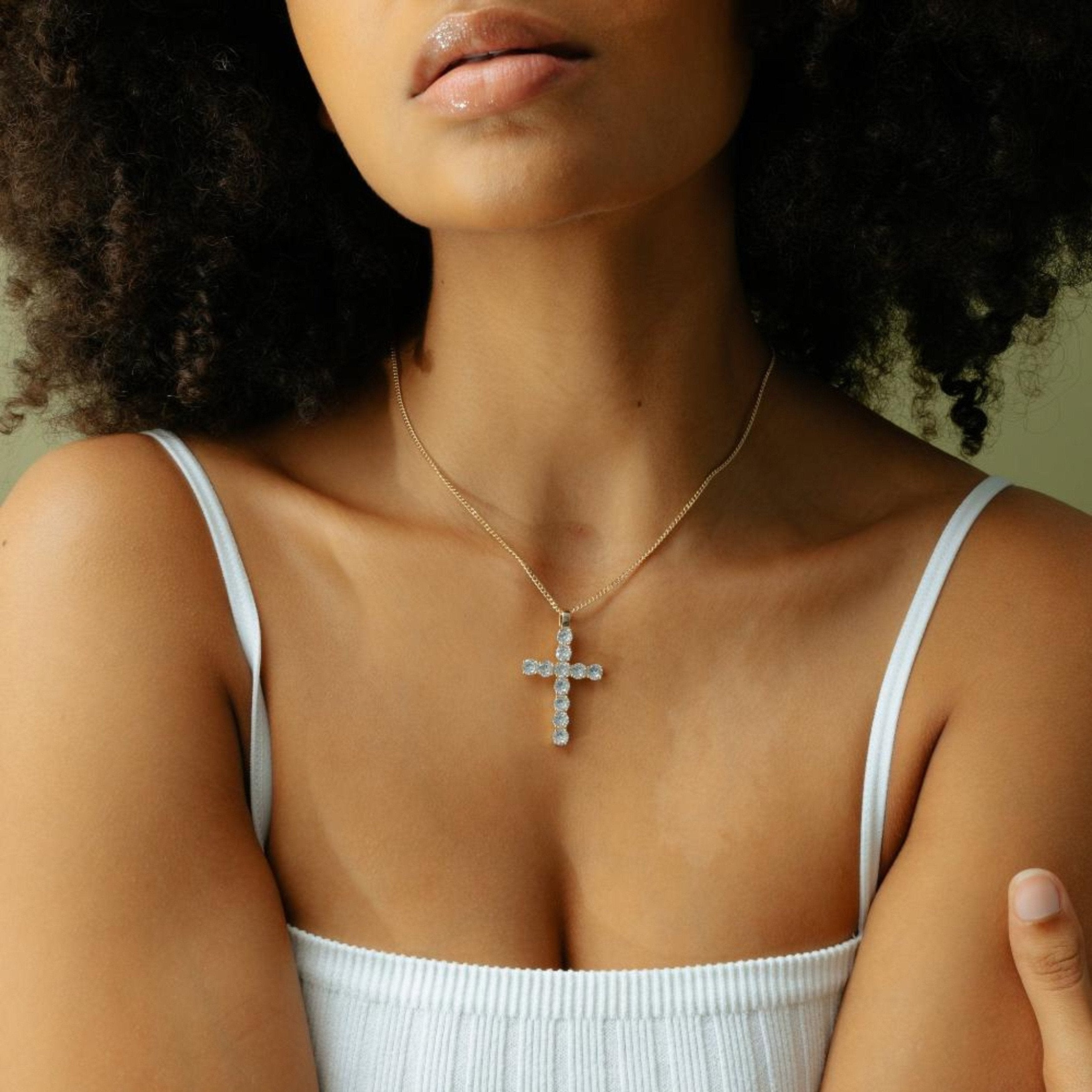 Chunky CZ Cross Pendant – Tres Colori Jewelry