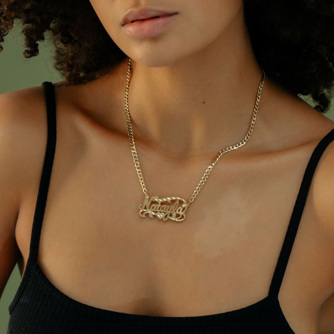 14k gold double on sale name necklace