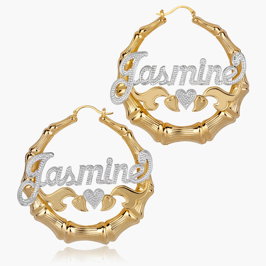 The Cupid Bamboo Hoop Name Earrings