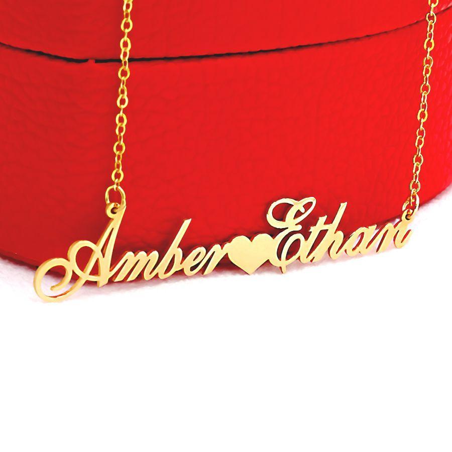 Matching couple 2025 name necklace