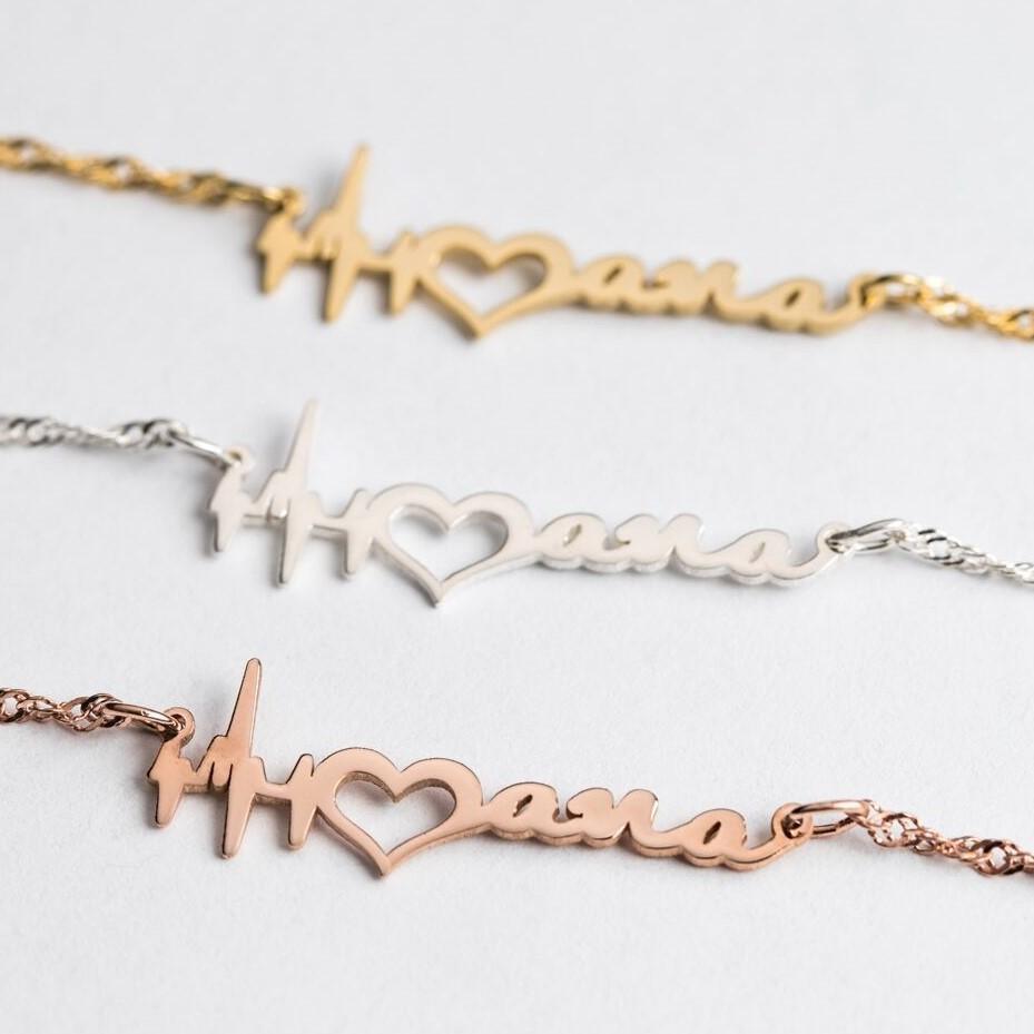 Name Necklace - Heartbeat Name Necklace