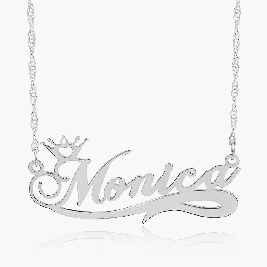 Name Crown Necklace with Tail Accent