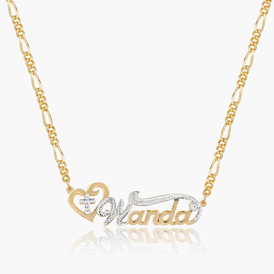 Double Plated Cross Name Necklace