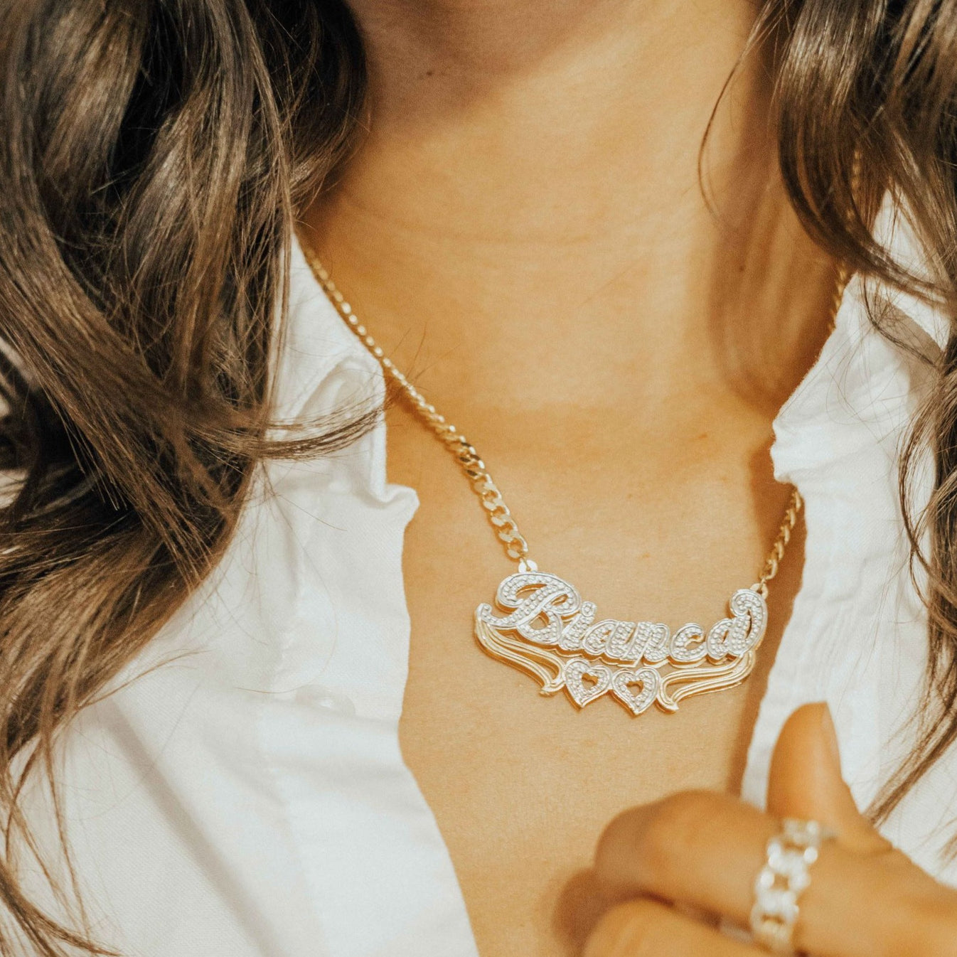 Double Plated Heart Name Necklace Tres Colori Jewelry